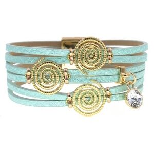 NWT Spiral Design Leather Bracelet with Gold Accents